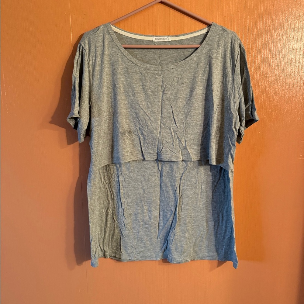 Smallshow Breastfeeding Soft Knit Gray T-Shirt Size XL